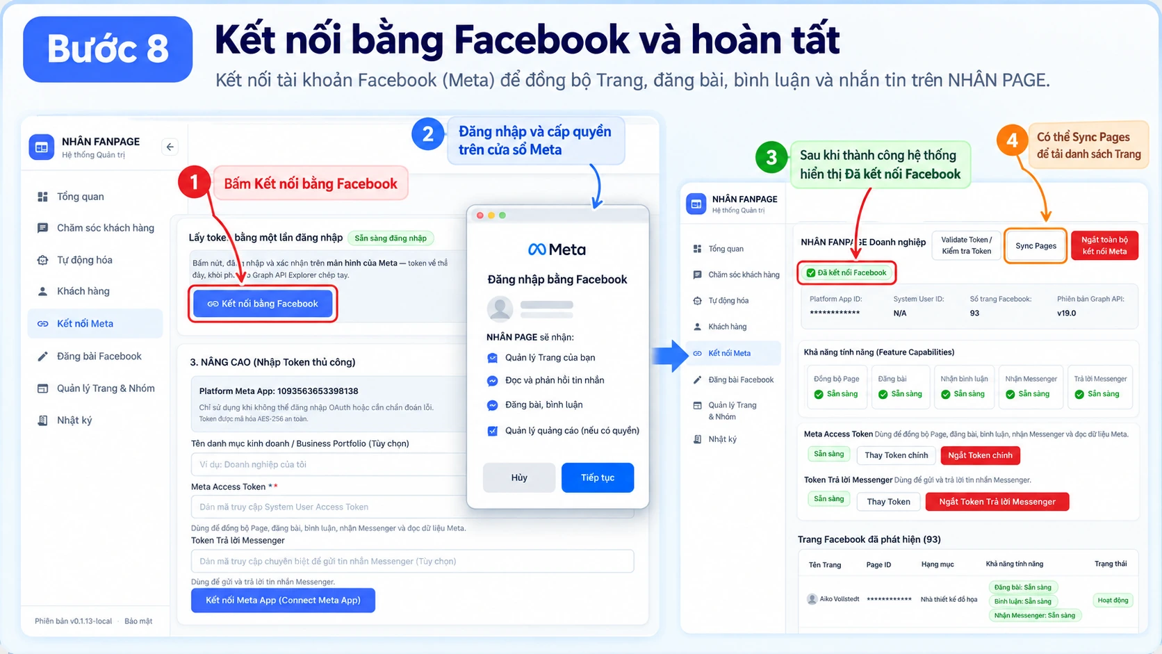 Kết nối bằng Facebook thành công