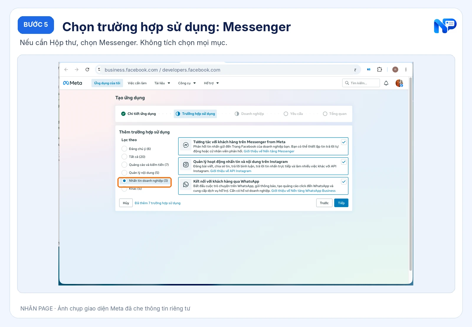 Chọn trường hợp sử dụng: Messenger