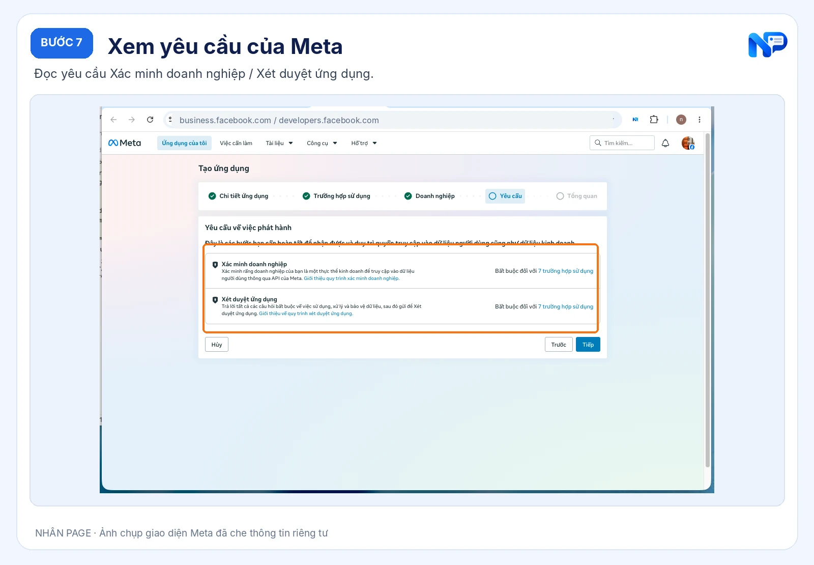 Xem yêu cầu của Meta