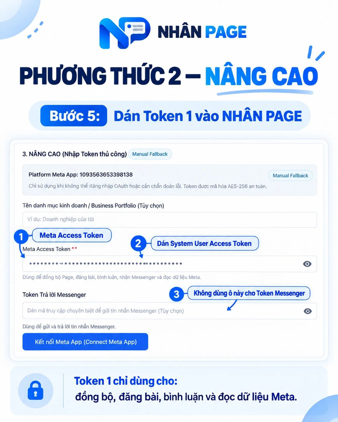 Dán Token 1 vào ô Meta Access Token